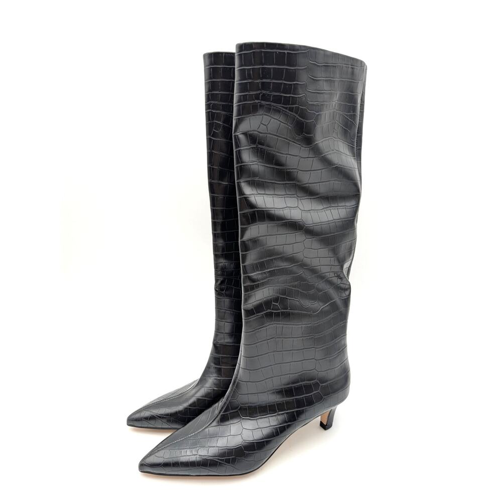 Nordstrom Dauphine Kitten Heel Knee High Boot Women's Black Size US5.5M EU36